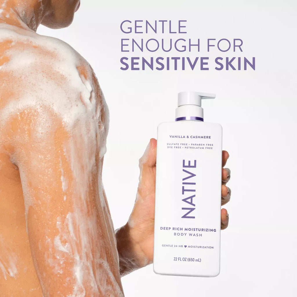 Native Moisturizing Bodywash - Vanilla & Cashmere - 22 Fl Oz: Paraben-Free, Sulfate-Free, Sensitive Skin, Whole Body