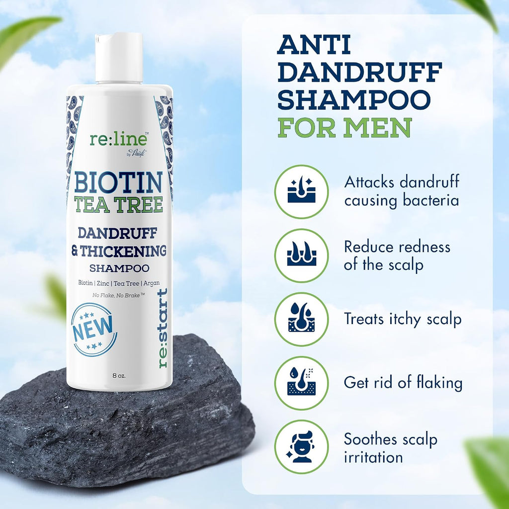 Anti Dandruff Shampoo for Men - Tea Tree Oil & Zinc Shampoo for Dandruff & Thinning Hair (8 OZ)