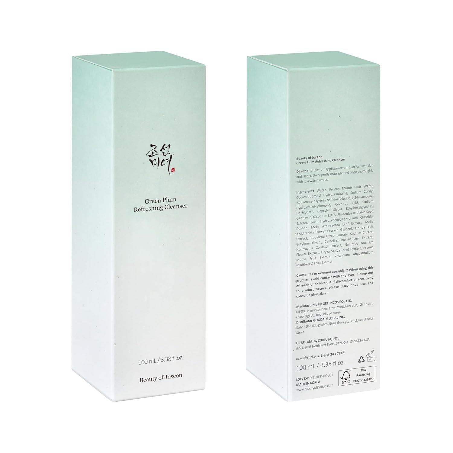 Joseon Beauty Green Plum Refreshing Gel Cleanser - Deep Pore Cleansing Face Wash for All Skin Types, 200ml (6.76 Fl. Oz)