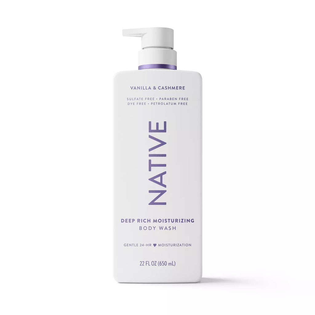 Native Moisturizing Bodywash - Vanilla & Cashmere - 22 Fl Oz: Paraben-Free, Sulfate-Free, Sensitive Skin, Whole Body