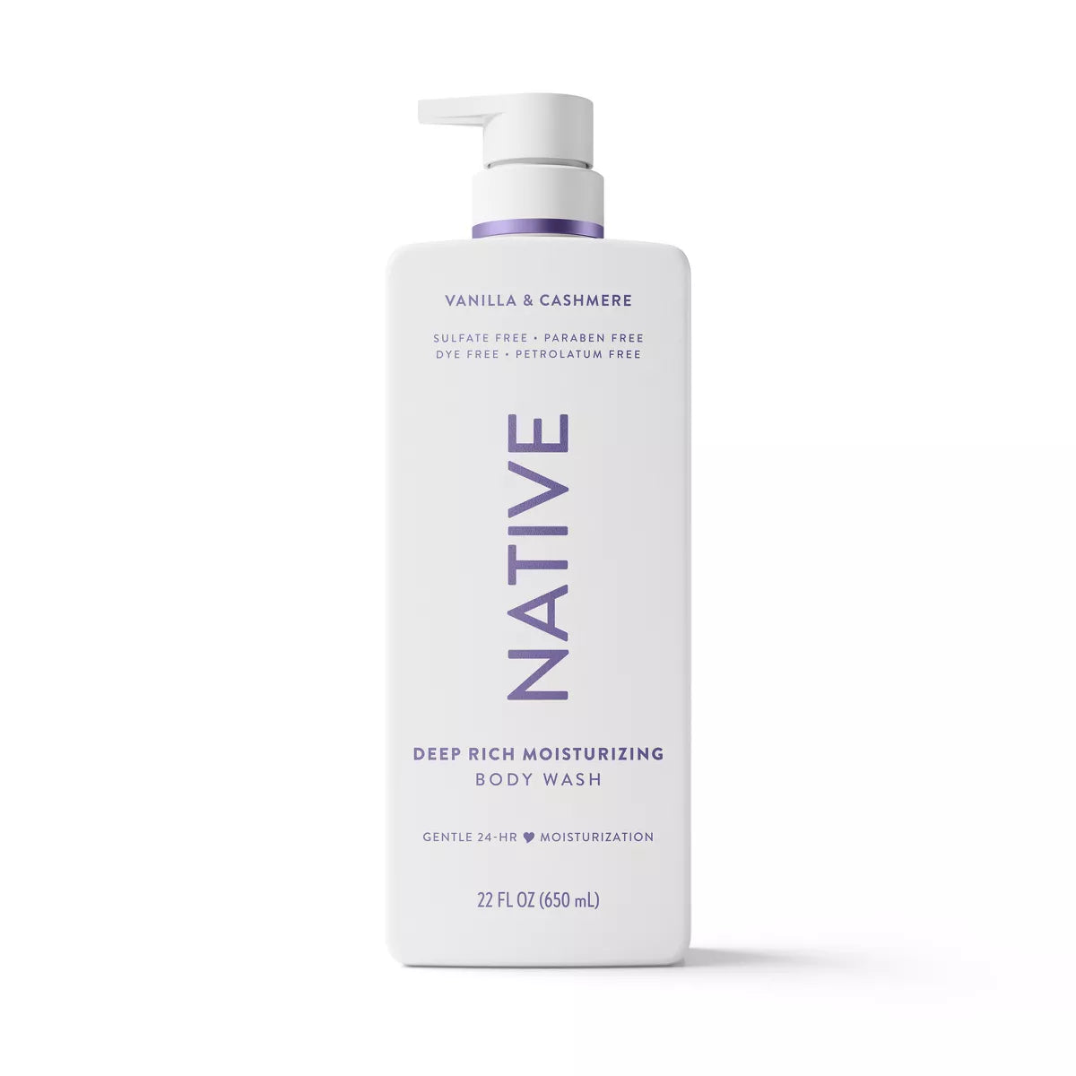 Native Moisturizing Bodywash - Vanilla & Cashmere - 22 Fl Oz: Paraben-Free, Sulfate-Free, Sensitive Skin, Whole Body