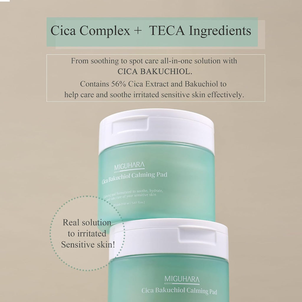Cica Bakuchiol Calming Toner Pads | Korean Skincare (150ml / 5.07 fl oz)