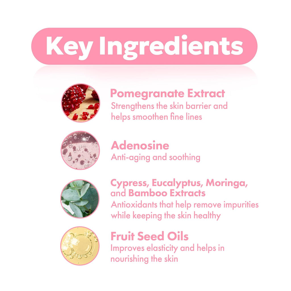 Pomegranate Nutri-Moisturizing Facial Cleanser (4.9 Oz) – Gentle Daily Korean Face Wash with Adenosine and Pomegranate Extract for Enhanced Hydration and Elasticity