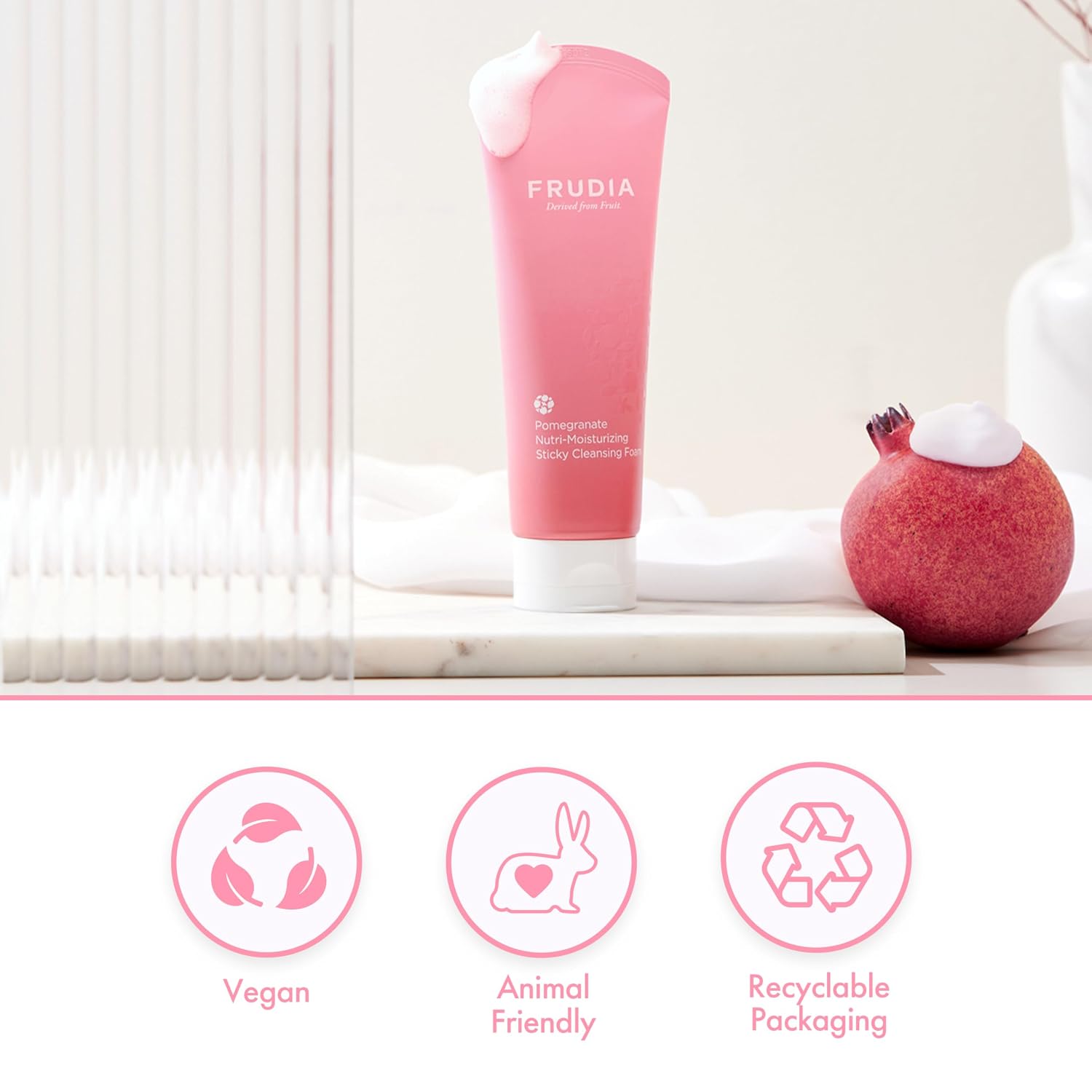 Pomegranate Nutri-Moisturizing Facial Cleanser (4.9 Oz) – Gentle Daily Korean Face Wash with Adenosine and Pomegranate Extract for Enhanced Hydration and Elasticity