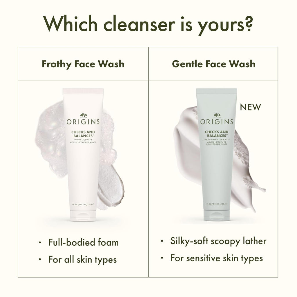 Origins Checks and Balances Frothy Face Wash & Gentle Face Wash for Men and Women | Foaming Facial Cleanser