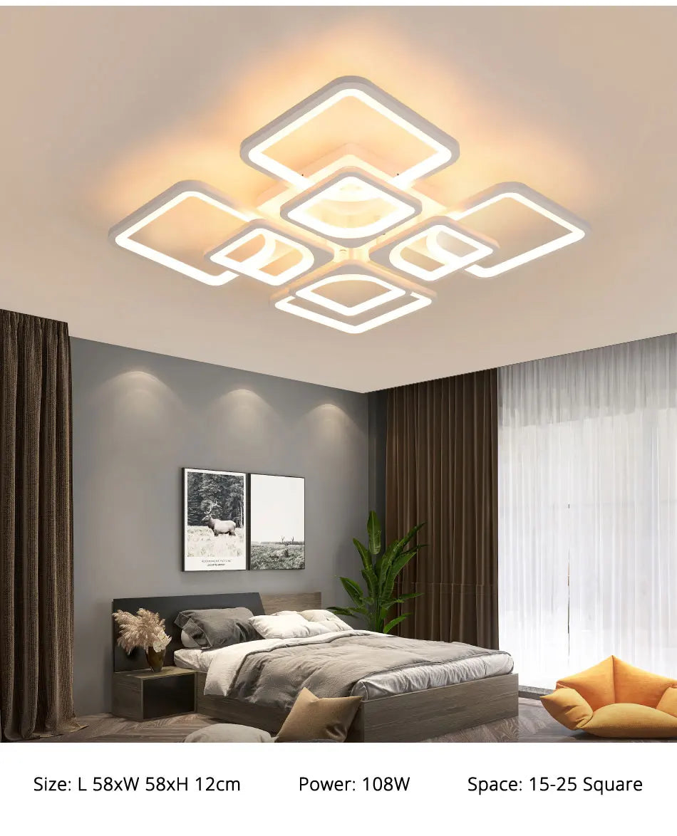 QIYIMEI Modern LED Chandeliers Dimmable White Indoor Lights For Bedroom Study Living Room Acrylic Lighting Fixture luster Lamps