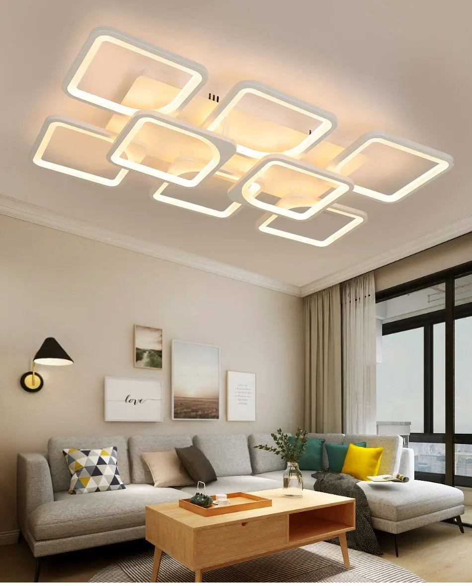 QIYIMEI Modern LED Chandeliers Dimmable White Indoor Lights For Bedroom Study Living Room Acrylic Lighting Fixture luster Lamps
