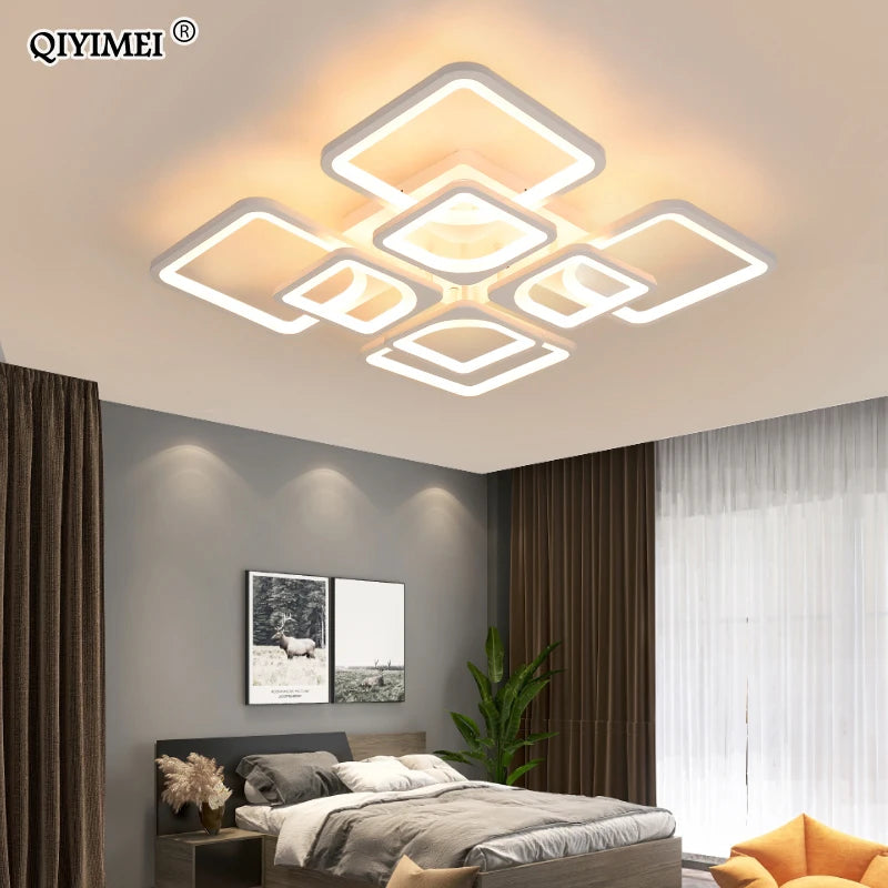 QIYIMEI Modern LED Chandeliers Dimmable White Indoor Lights For Bedroom Study Living Room Acrylic Lighting Fixture luster Lamps