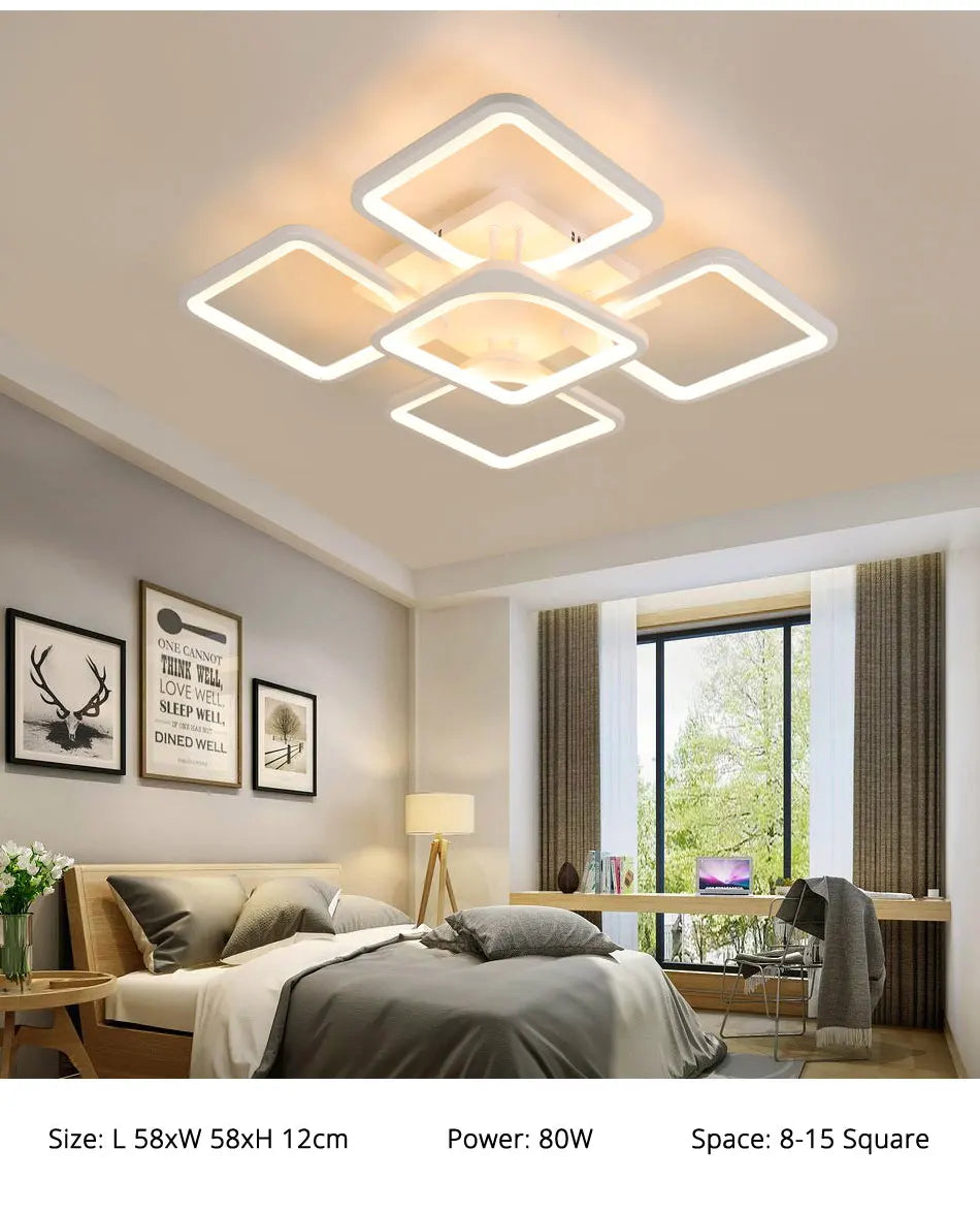 QIYIMEI Modern LED Chandeliers Dimmable White Indoor Lights For Bedroom Study Living Room Acrylic Lighting Fixture luster Lamps