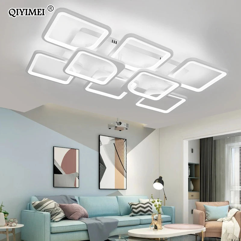 QIYIMEI Modern LED Chandeliers Dimmable White Indoor Lights For Bedroom Study Living Room Acrylic Lighting Fixture luster Lamps