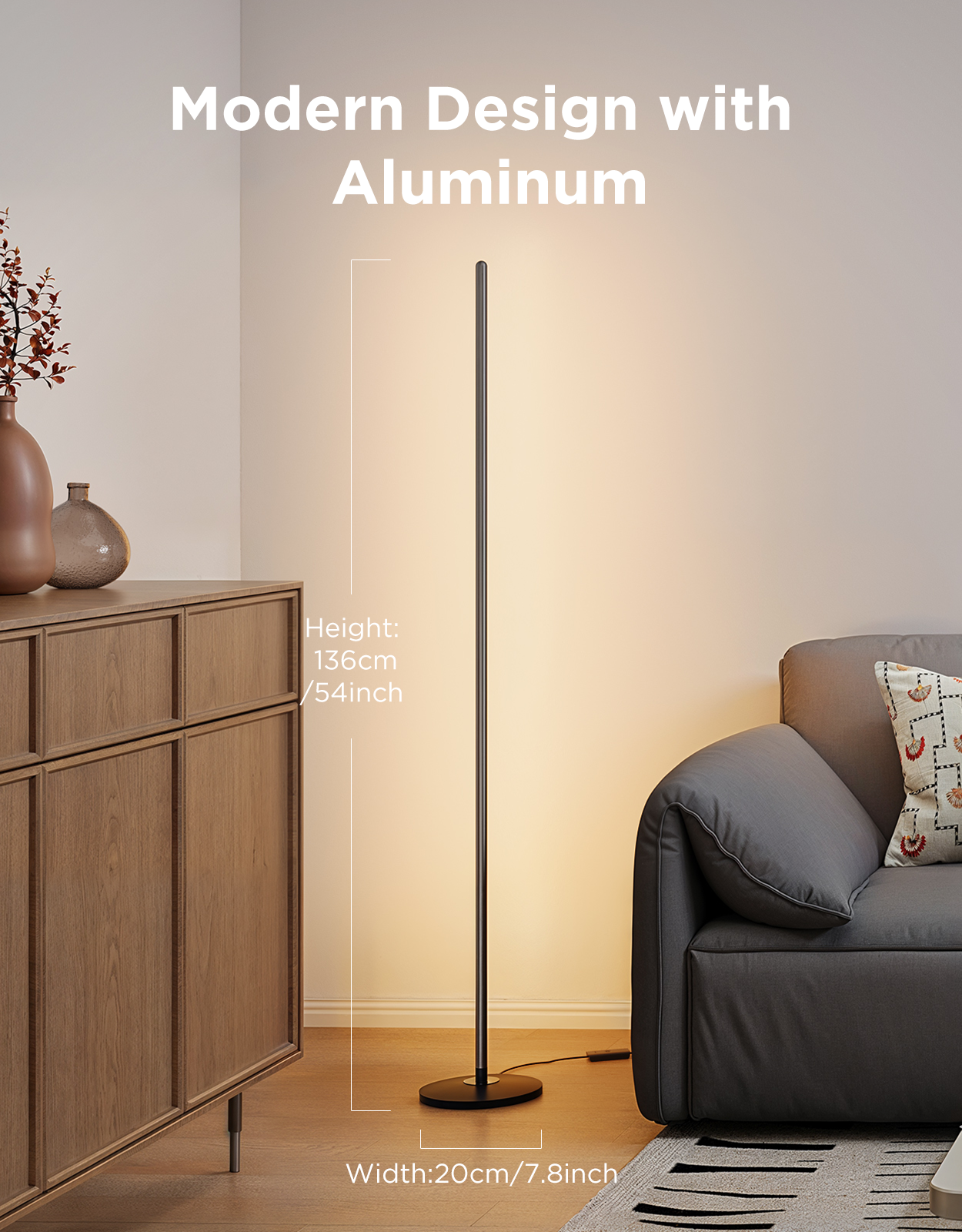 Smart floor lamp lifestyle shot in living room