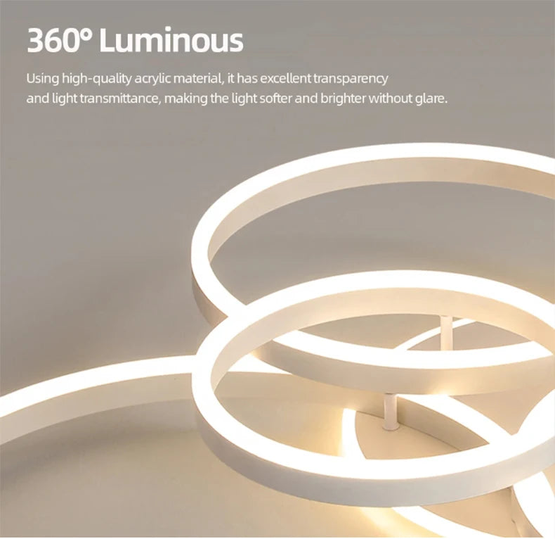 Modern Circular Ring LED Ceiling Chandelier Living Bedroom Dining Room Lamps Indoor Lights Home Decor Luminaire AC85-260V
