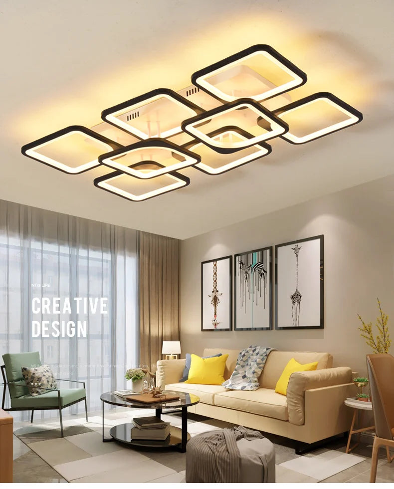 QIYIMEI Modern LED Chandeliers Dimmable White Indoor Lights For Bedroom Study Living Room Acrylic Lighting Fixture luster Lamps