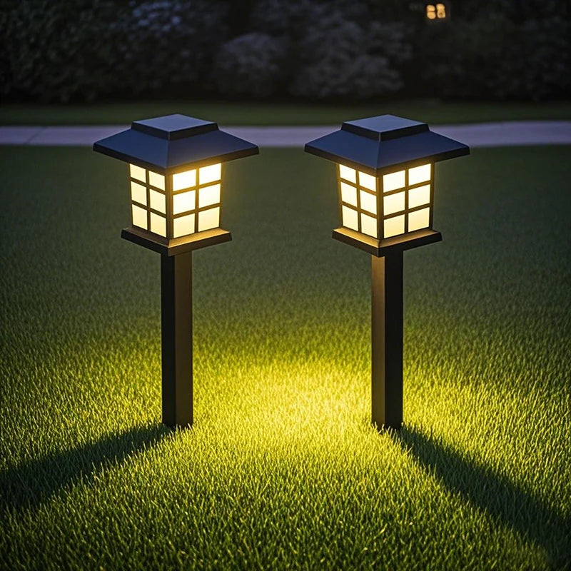 2Pcs Outdoor LED Solar Lights Solar Powered Garden Lamp Waterproof For Yard Patio Lawn Pathway Walkway Decoration Lighting