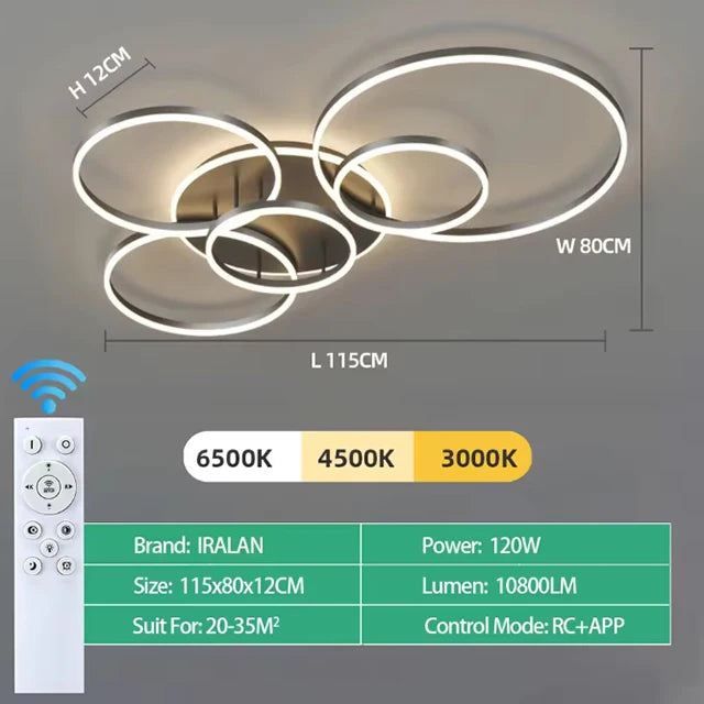 Modern Circular Ring LED Ceiling Chandelier Living Bedroom Dining Room Lamps Indoor Lights Home Decor Luminaire AC85-260V