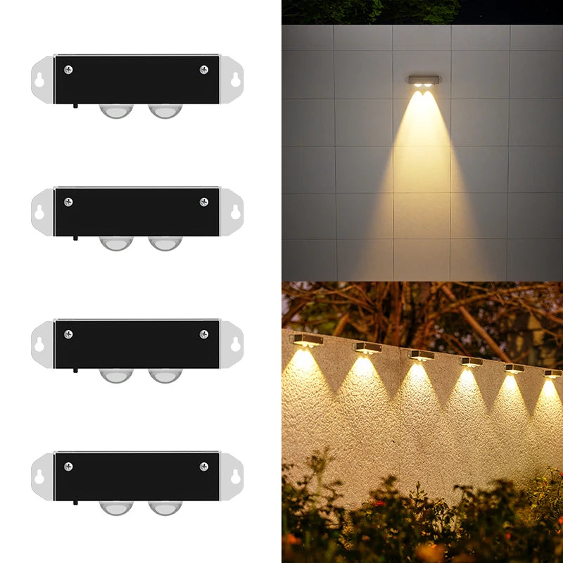 Solar Wall Lights Outdoor LED Lamp Waterproof Night Light for Garden, Pathway, Fence, Patio, Camping, Summer, Home Decor