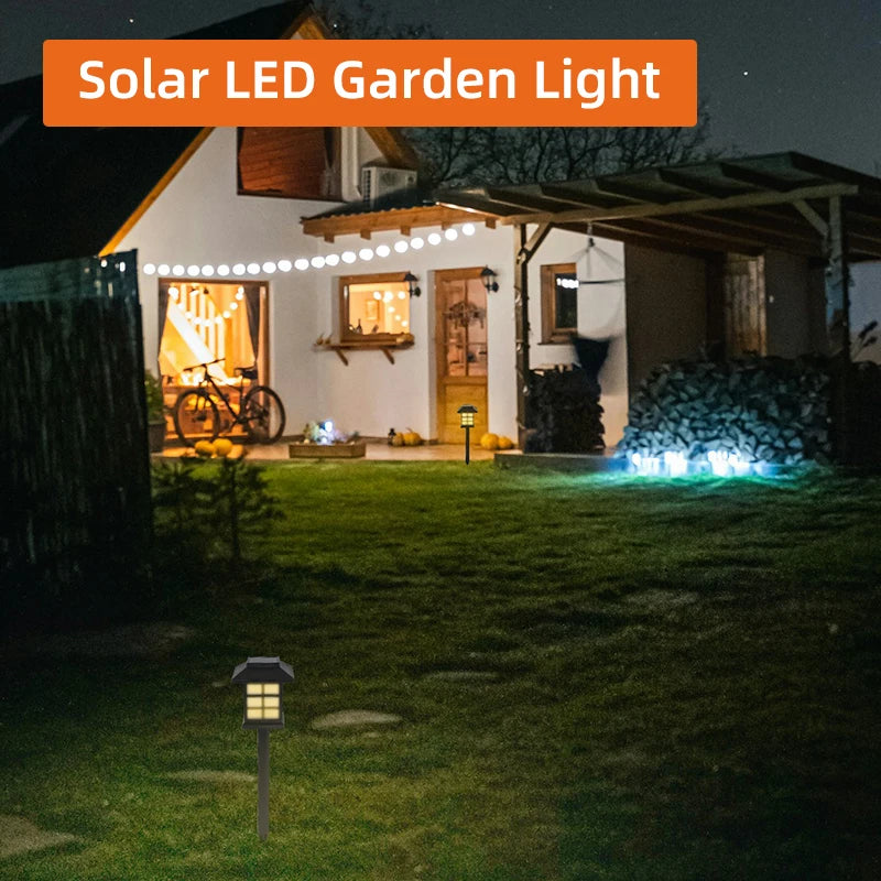 2Pcs Outdoor LED Solar Lights Solar Powered Garden Lamp Waterproof For Yard Patio Lawn Pathway Walkway Decoration Lighting