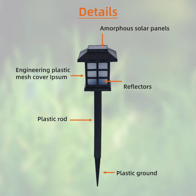 2Pcs Outdoor LED Solar Lights Solar Powered Garden Lamp Waterproof For Yard Patio Lawn Pathway Walkway Decoration Lighting