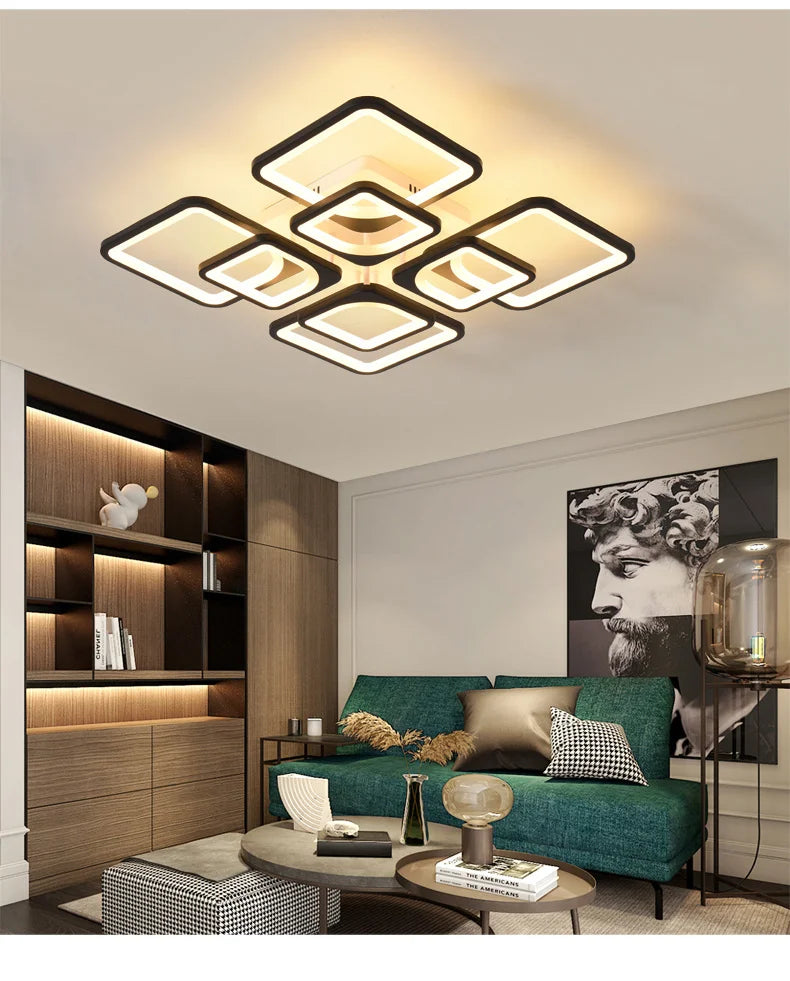 QIYIMEI Modern LED Chandeliers Dimmable White Indoor Lights For Bedroom Study Living Room Acrylic Lighting Fixture luster Lamps