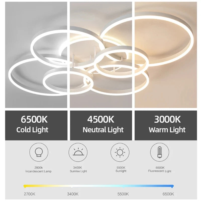 Modern Circular Ring LED Ceiling Chandelier Living Bedroom Dining Room Lamps Indoor Lights Home Decor Luminaire AC85-260V