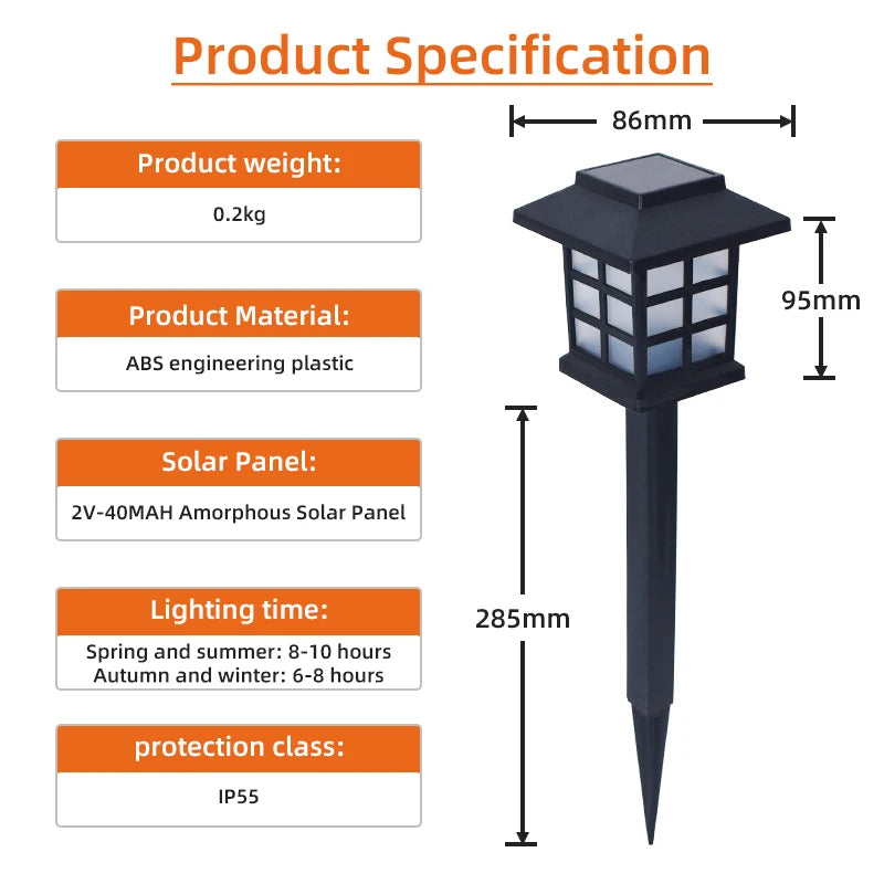 2Pcs Outdoor LED Solar Lights Solar Powered Garden Lamp Waterproof For Yard Patio Lawn Pathway Walkway Decoration Lighting