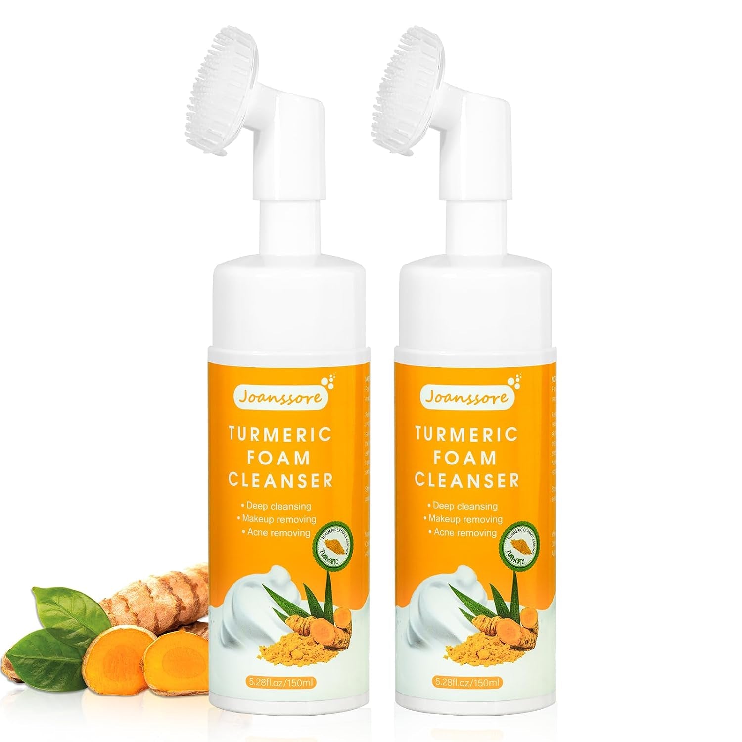 2Pcs Turmeric Facial Cleanser, Turmeric Face Wash, Turmeric Foaming Cleanser, Foaming Face Wash, Tumeric Face Wash, Turmeric Wash Facial Cleanser, Deep Clean and Firm Pores, 5.28 Fl.Oz/1Pcs