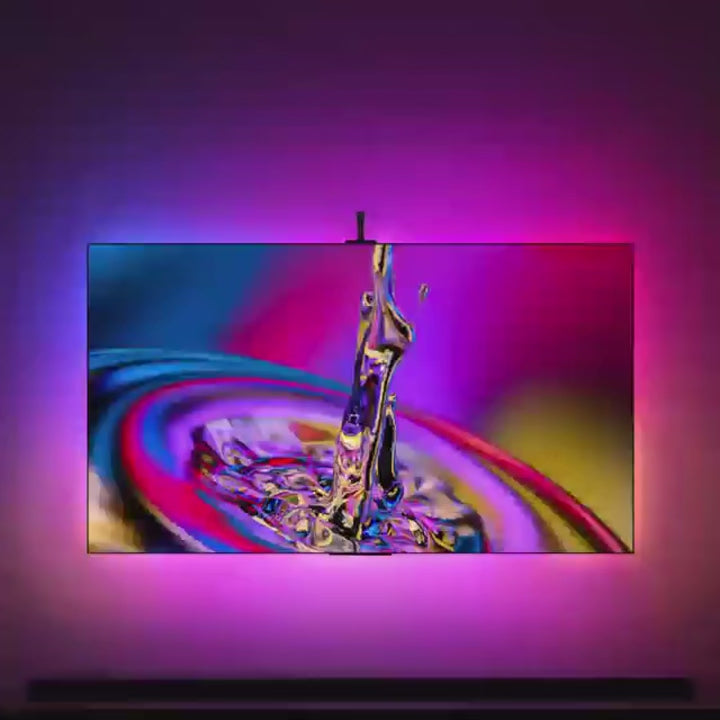 Smart TV LED Backlight with Camera for 55-75 inch Screens RGBIC LED Strip Lights Sync to Screen& Music Gaming Room Decor Light